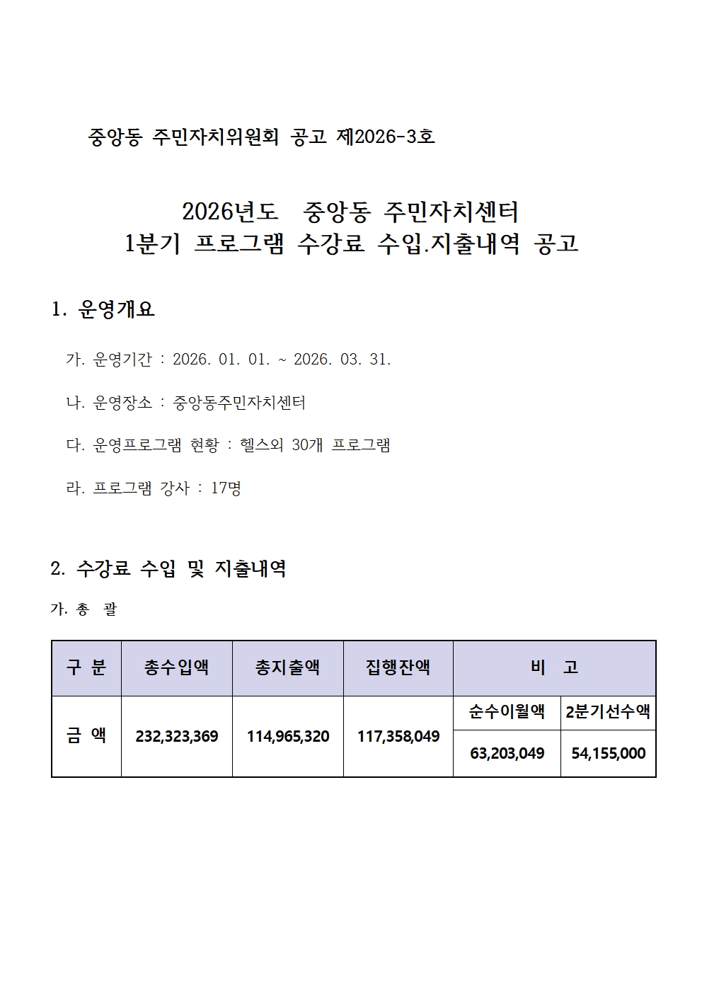 2026년 1분기 수입지출 공고001.jpg